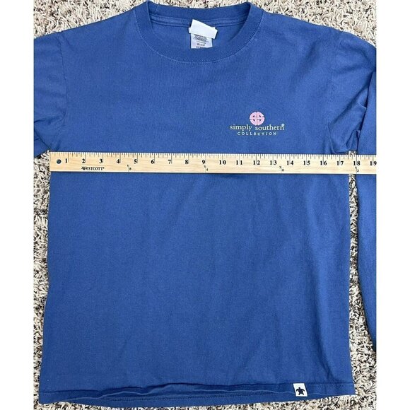 SIMPLY SOUTHERN Adult SMALL Blue L/S Cotton T-SHIRT Breast Cancer Awareness EUC - Picture 3 of 8